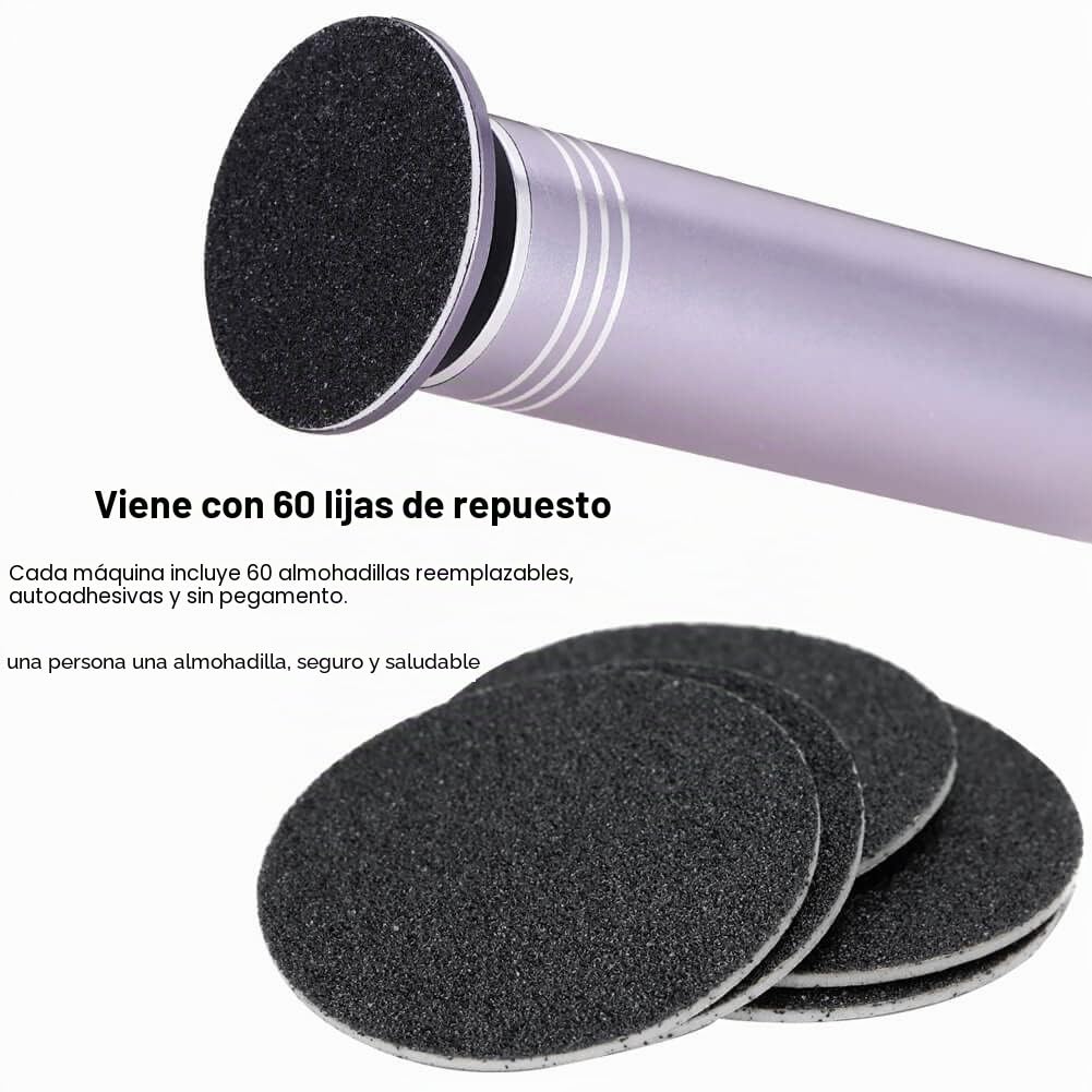Lima de pies eléctrica ajustable, velocidad profesional, lima intercambiable para pieles muertas y agrietadas, 60 almohadillas de lijado de repuesto (gris)