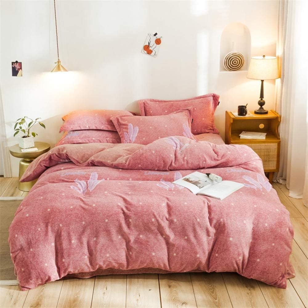 Flannel Winter Warm Bed Linen Milk Velvet Four-Piece Flannel Warm Flannel Baby Velvet-Heng_1.8m Bed (Screen 1.8m Bed)