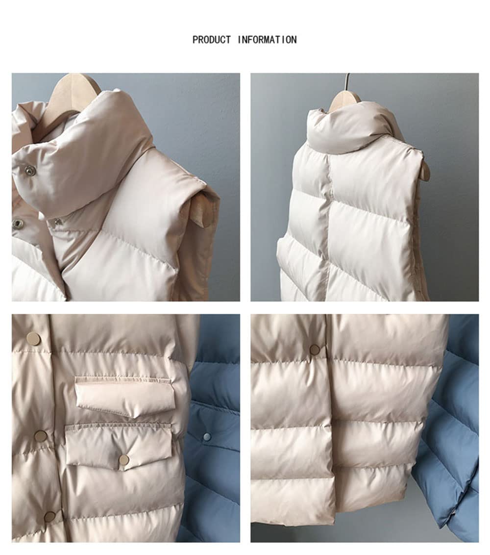 Cappotto Donna Elegante, Gilet Lungo Senza Maniche Da Donna, Gilet Invernale Imbottito Lungo Trapuntato Giacca Da Donna Smanicato Piumino,Blu,M