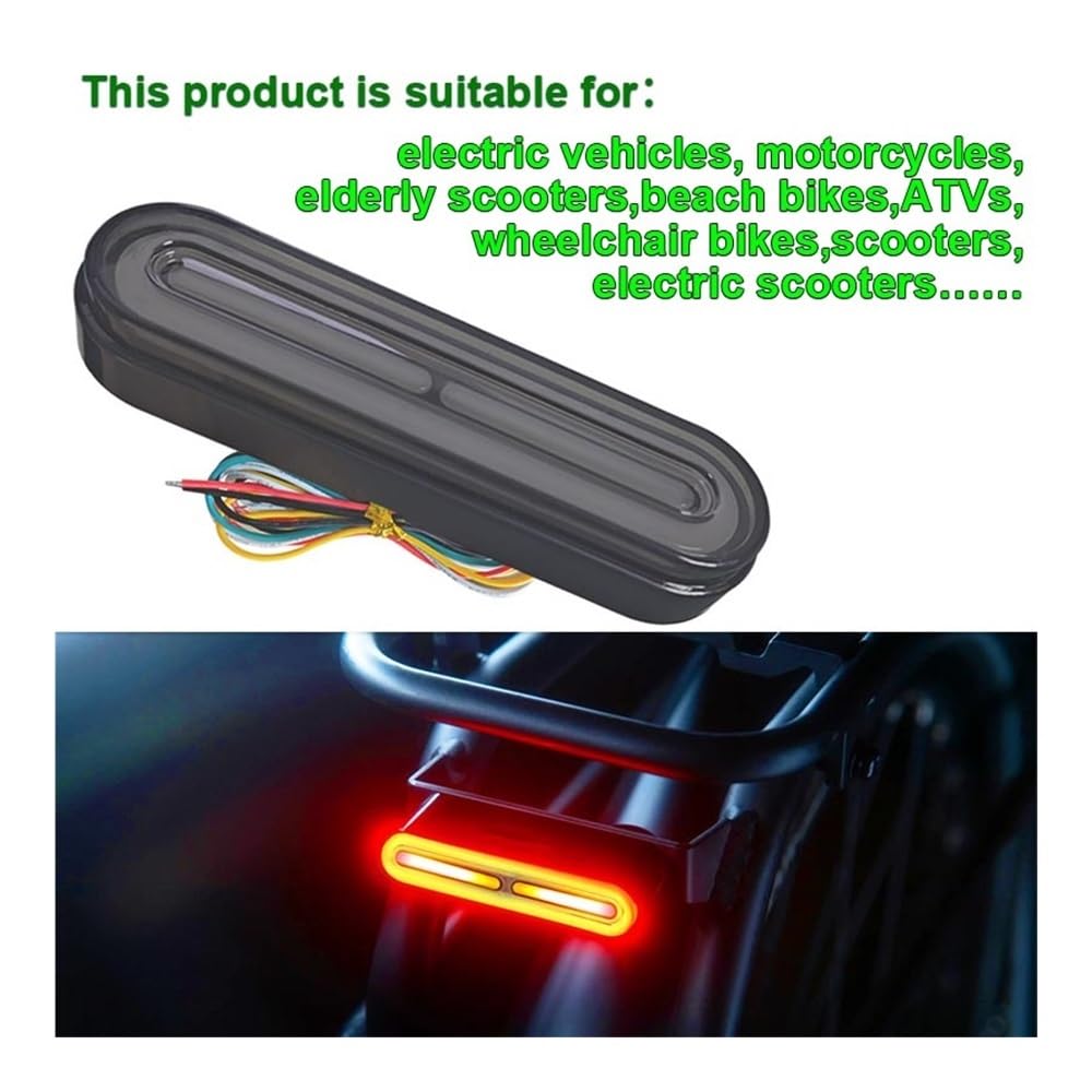 Generique Moto Arrière Lampe Feux Arrière LED 3 En 1 Pour Motos, Clignotant, Feu De Course DRL, Flash Rouge, Arrêt Frein, 12/24V