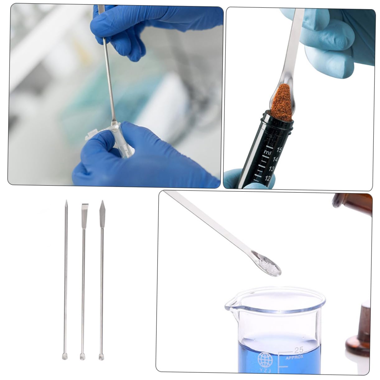 MUCKLILY 3sets Stainless Steel Sampling Spoons Tiny Medicine Shovels for Lab Classroom Use Multipurpose Scoop Tools Easy Clean Ergonomic Handle 3pcs*3