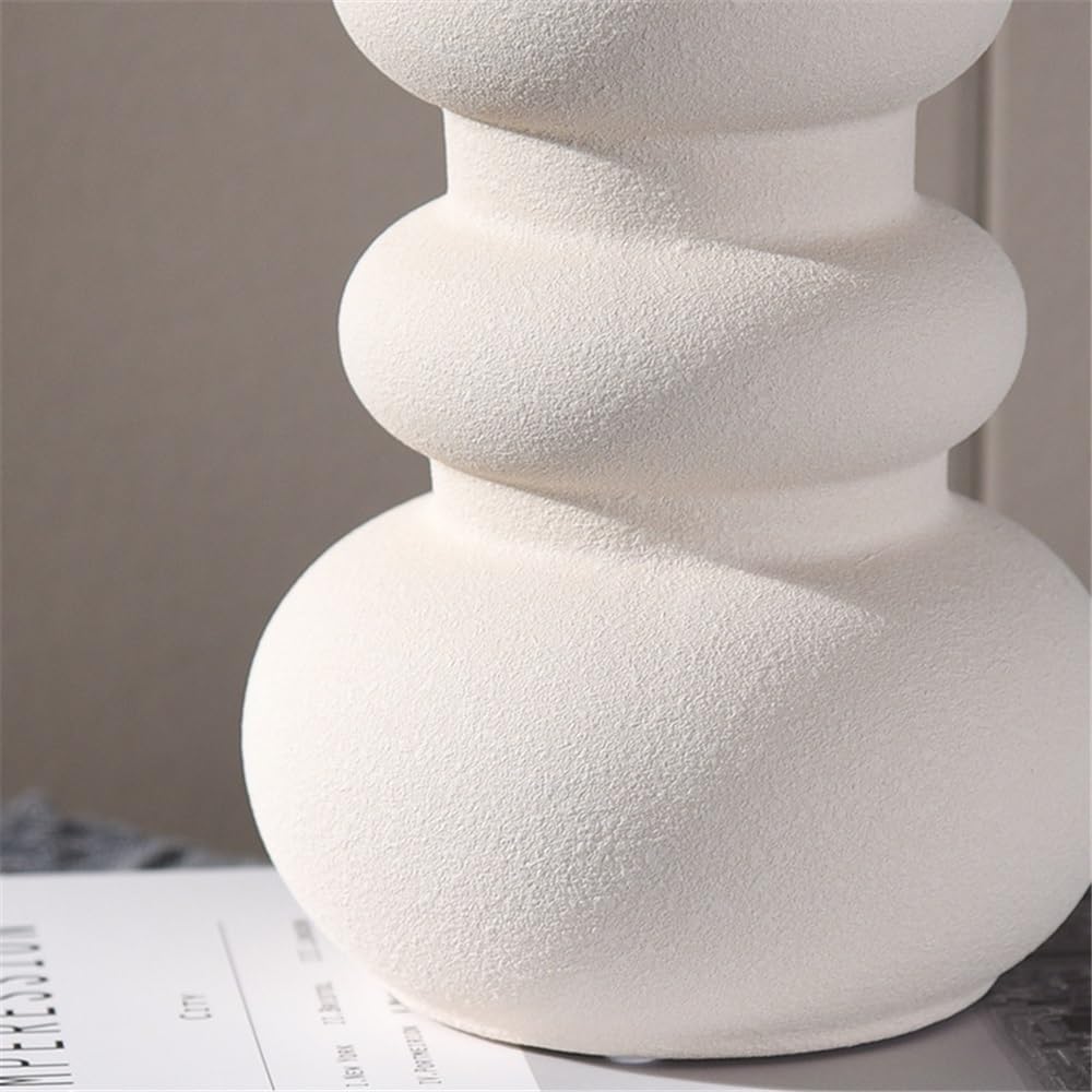 Wazon z kwiatami Biały ceramiczny wazon, kompozycja kwiatowa, nieregularny suchy kwiat/dekoracja hydroponiczna Wazony z kwiatami na ozdoby świąteczne