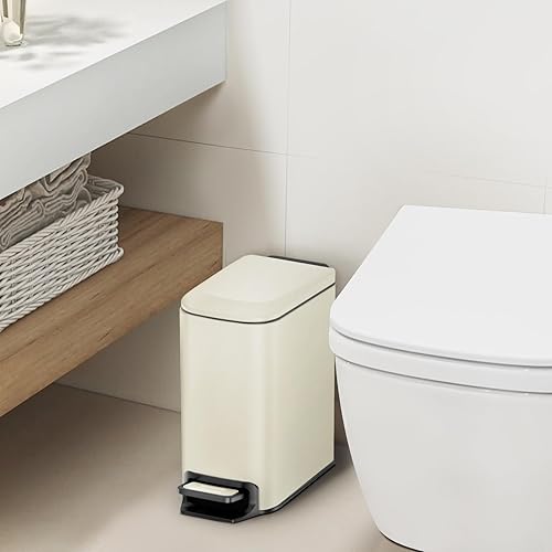 Miniatura 10 de Cesun Cubo de basura pequeño para baño con tapa, cierre suave, pedal escalonado, mini bote de basura de acero inoxidable de 6 litros1.6 galones para