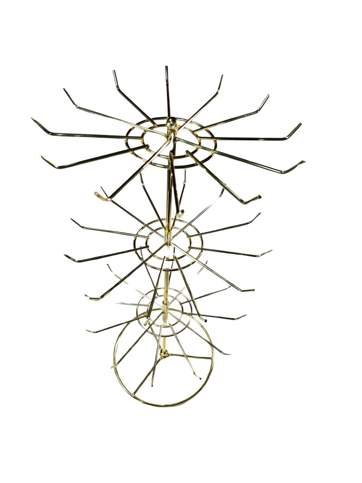 3 tier jewellery stand golden colour/Available in first quality of product/Strong base of jewellery stand/Used for Multiple purposes like home/office/especially in jewellery shops