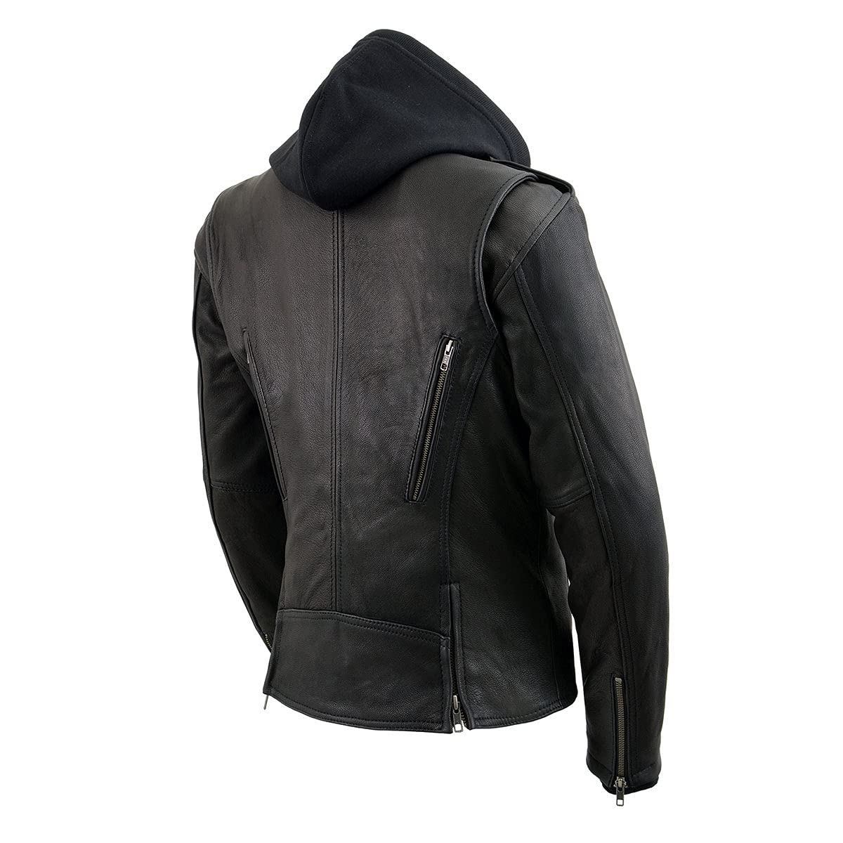 Milwaukee Leather MLL2575 Womens Black Leather Vented Motorcycle Jacket w Removable Hoodie - Large — view 8
