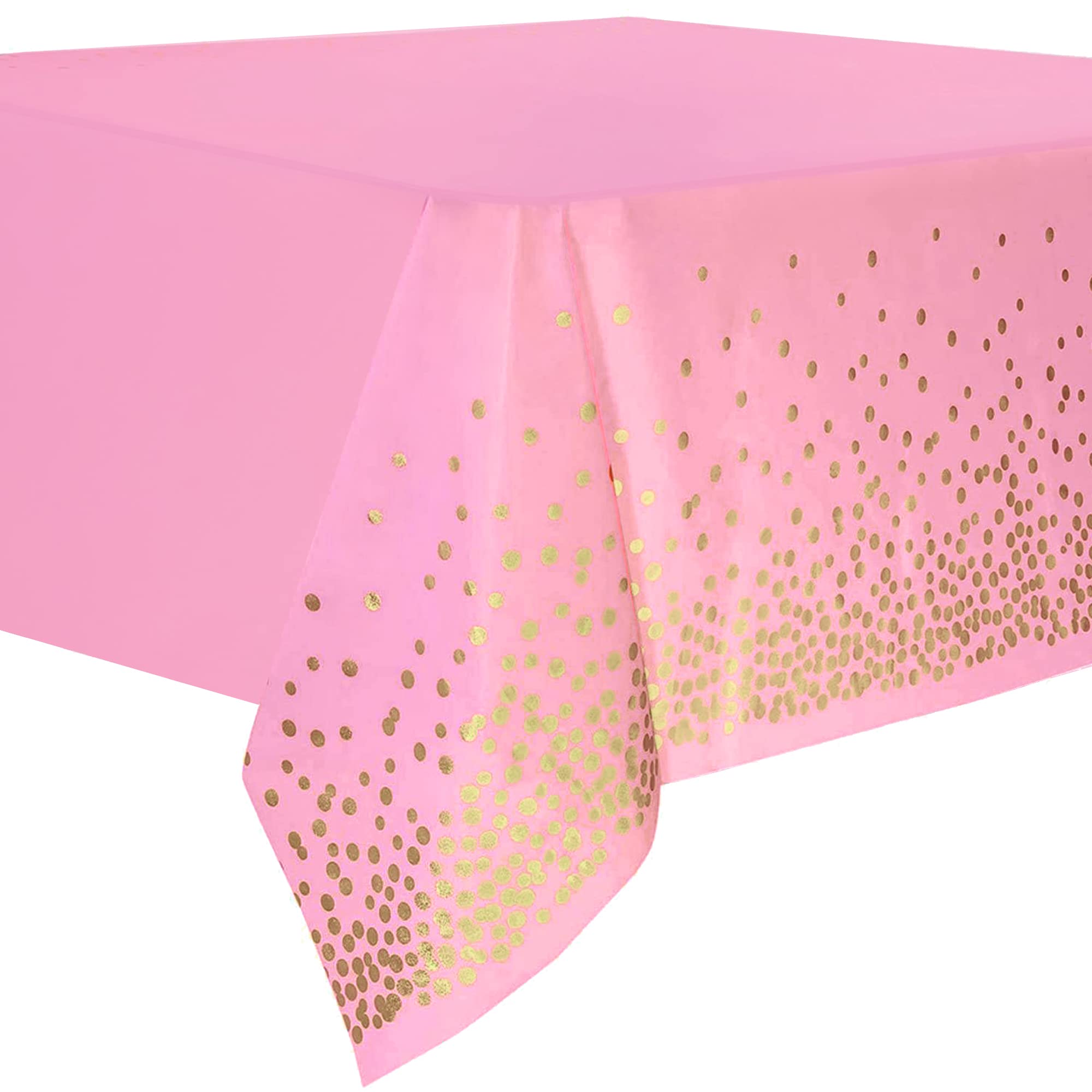 Time to Sparkle 12 Pack Plastic Tablecloths 54" x 108" Plastic Dining Table Cloth Premium Rectangle Table Cover for Parties Wedding Banquet etc Indoor Or Outdoor(Pink/Gold)