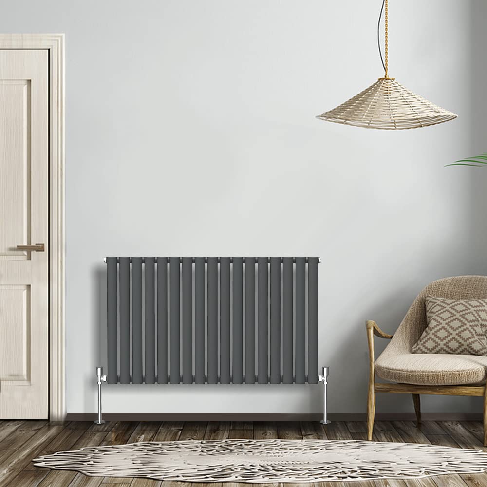 NRG Modern Radiator Anthracite 600x1003mm Single Oval Panel Heater Interior Designer Horizontal Bathroom Radiators — image 1