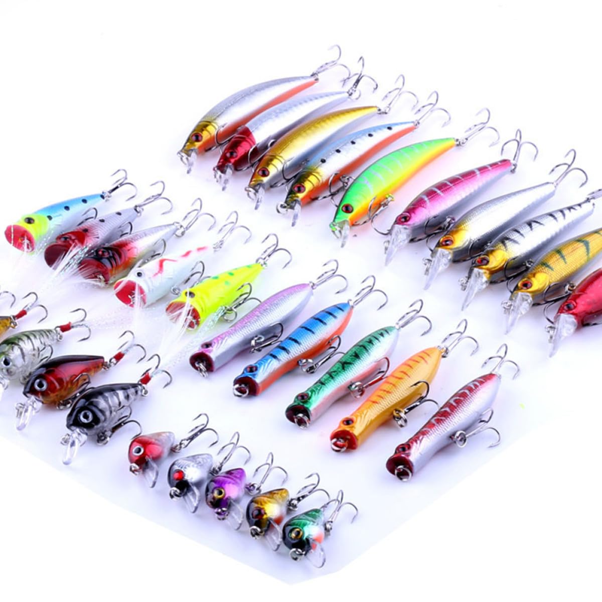 Toyvian Kit de 30 Leurres de Pêche Résistants à Déchirure en Métal Forme Poisson Réflecteurs de Lumière 6 Spécifications pour Amateurs de Pêche en Eau Douce et Salée