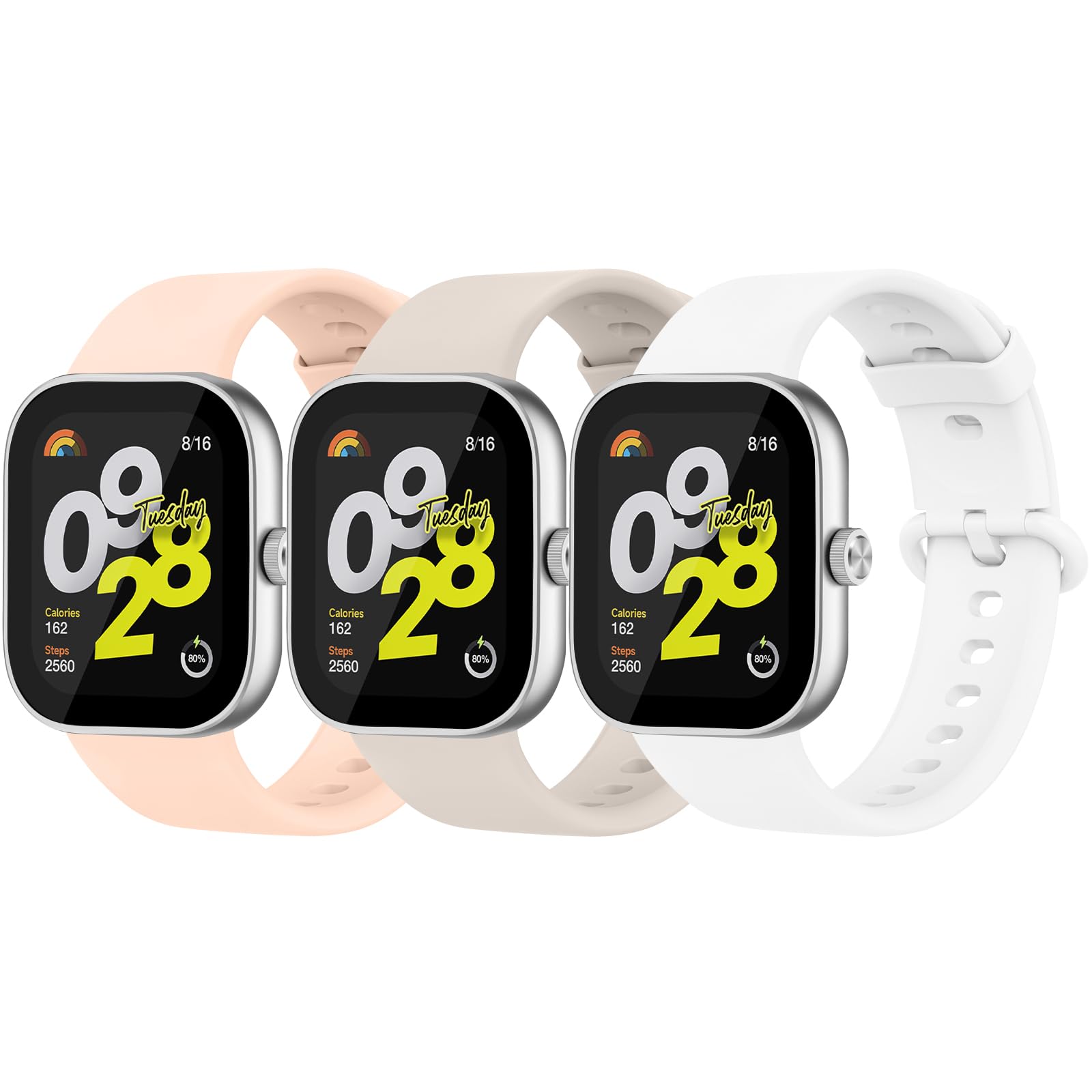 Tobfit 【3 PACK】 Straps for Xiaomi Smart Band 9 Pro/Mi Band 8 Pro/Redmi Watch 4/Redmi Watch 5, Adjustable Soft Silicone Sport Replacement Bands 3-PACK 02