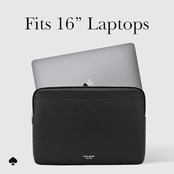 kate spade new york Saffiano Laptop Sleeve 16 Inch - Black - Compatible with All MacBook M Series Devices