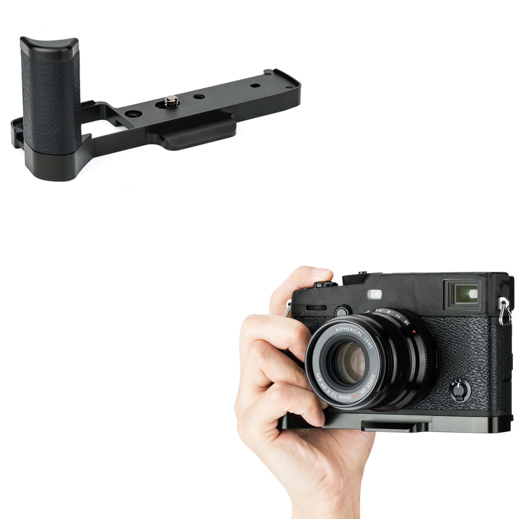JJC Aluminum Arca-Type Camera Metal Hand Grip for Fujifilm X-PRO3, X-PRO2, X-PRO1 Replaces MHG-XPRO3, MHG-XPRO2, MHG-XPRO1 Extension Grip Enhance Hand-held Feeling for Youtube Vlog Video Recording