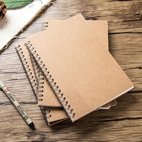 Soft Cover Spiral Notebook Journal 2-Pack, Blank Sketch Book Pad, Wirebound Memo Notepads Diary Notebook Planner With Unlined Paper, 100 Pages/ 50 Sheets, 7Inchx 4.75Inch (Brown And Black) #TOP4