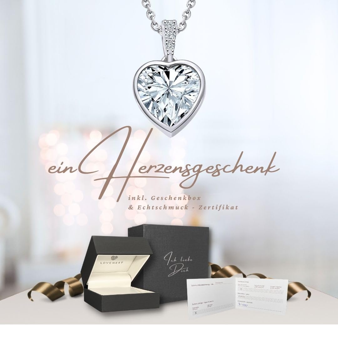 Herzkette Silber 925 / Gold vergoldet Halskette Damen *Ich Liebe Dich* Kette Silberkette Herzanhänger Herz Schmuck nickelfrei Geschenke Frauen Freundin Sie zum Geburtstag Hochzeitstag Jahrestag