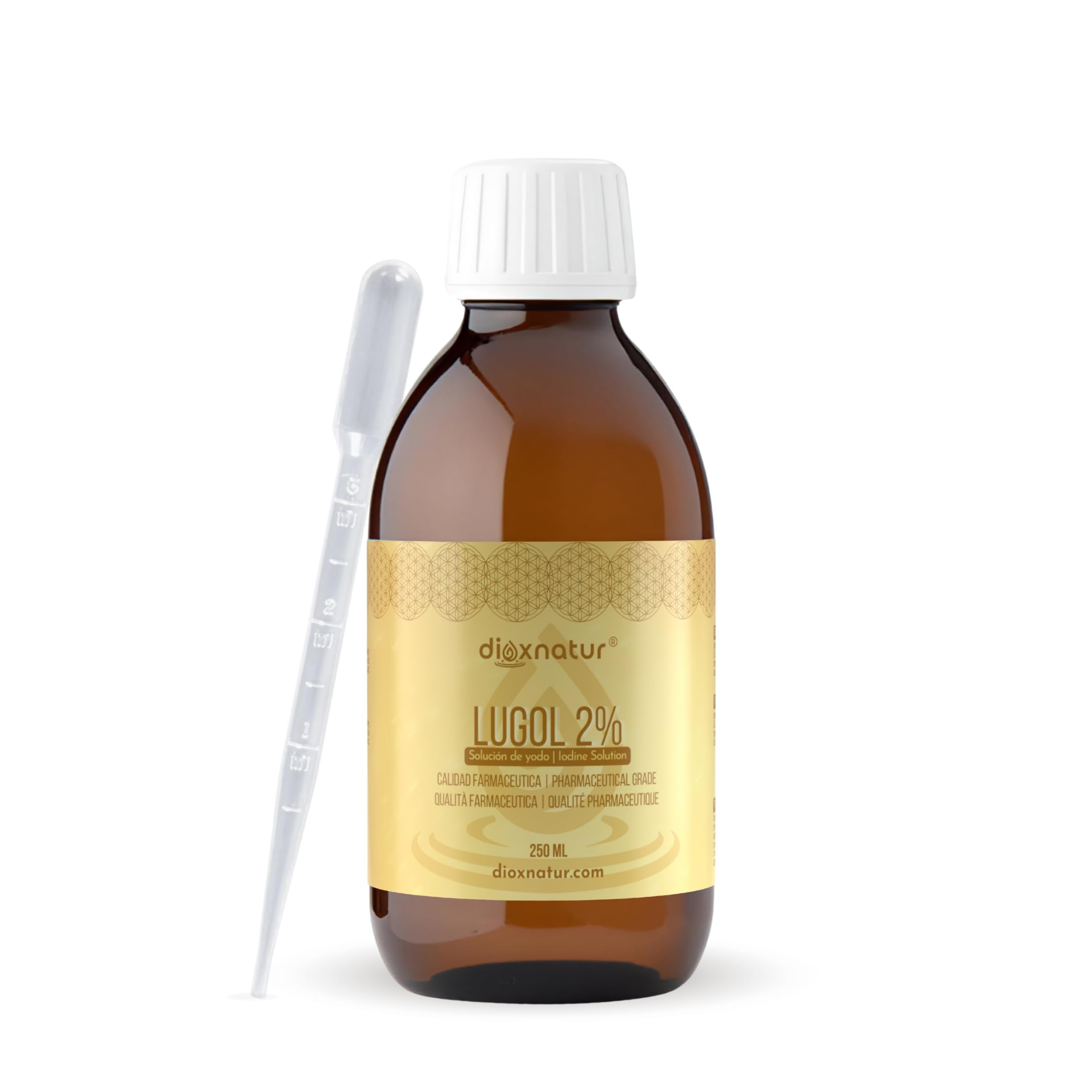 Solución de Lugol 2% Calidad Farmacéutica 250ml | Fórmula Suave de Yodo y Yoduro de Potasio con Pipeta Precisa