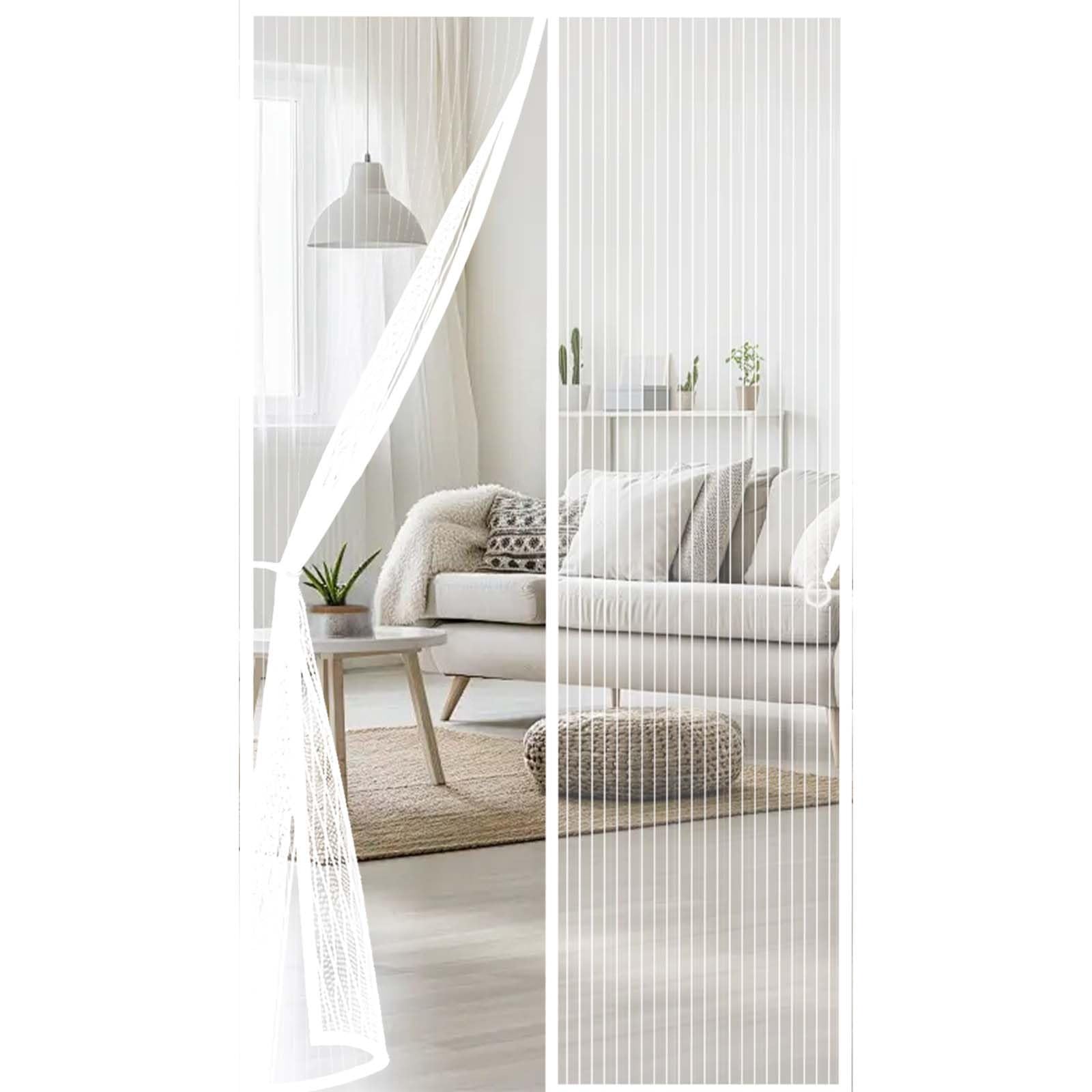 Fly Screens for Doors 154 x 195 cm Powerful Magnets and Full Frame Magic Tape, No Drill Installation Mosquito Proof Door Curtains Hundreds of Sizes, Lets Fresh Air in, White