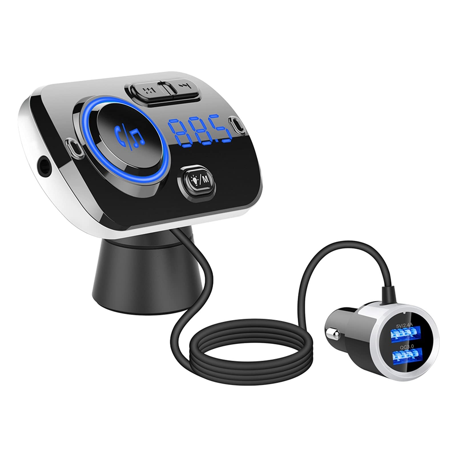 Adattatore Audio Bluetooth. Player multimediale USB Carica Veloce Bluetooth 5.0 Auto FM. Accessori per Auto trasmettitori LCD MP3. Giocatore QC 3.0 FM. Modulatore