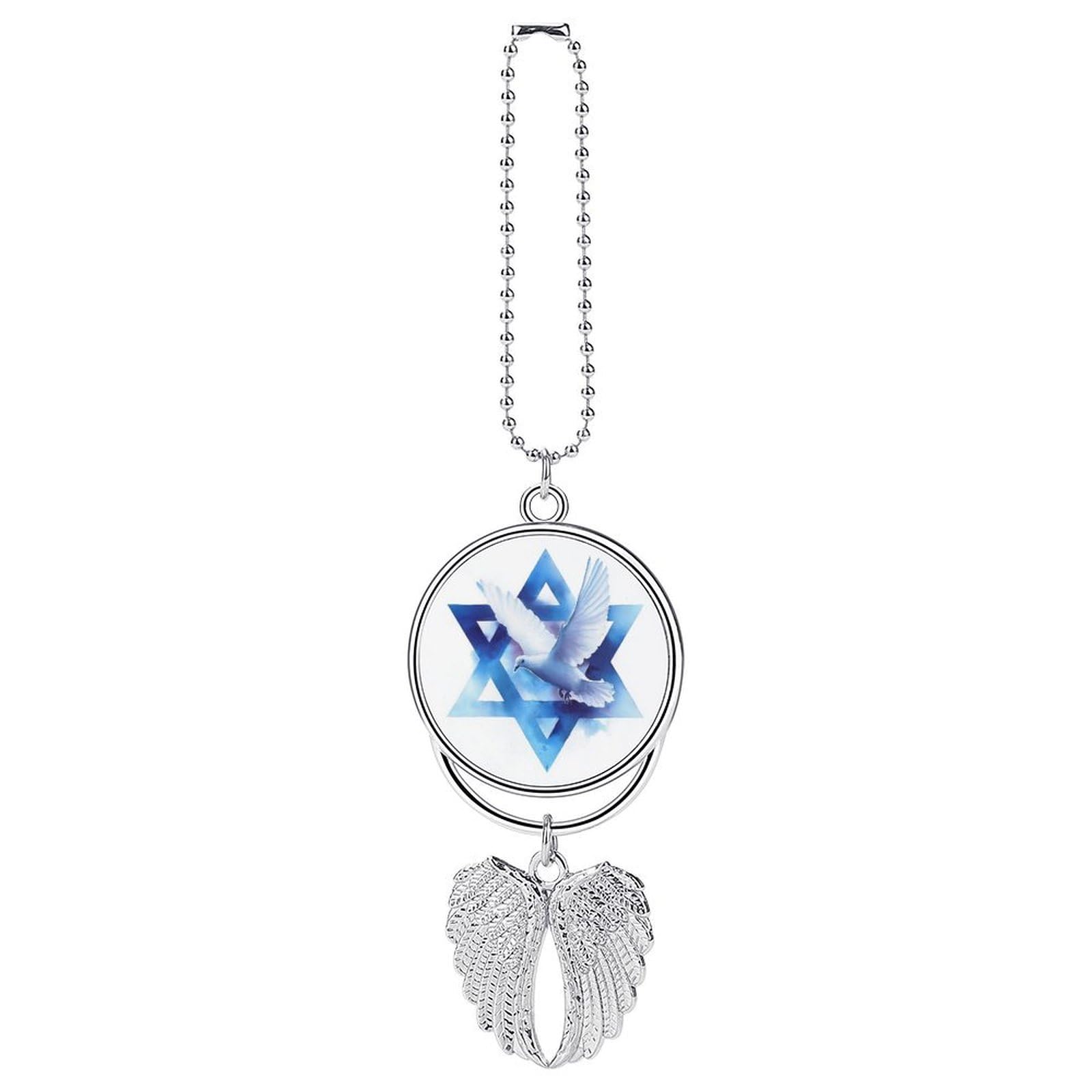 White Dove Flying Across The Star Minimalistic Car Hanging Pendant Car Interior Decoration Rearview Mirror Charms Ornaments