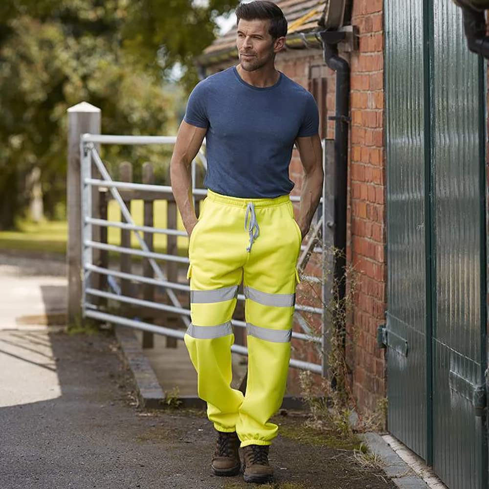 yoko Pantalon de jogging haute visibilité réfléchissant fluorescent haute visibilité unisexe, Jaune fluo, S