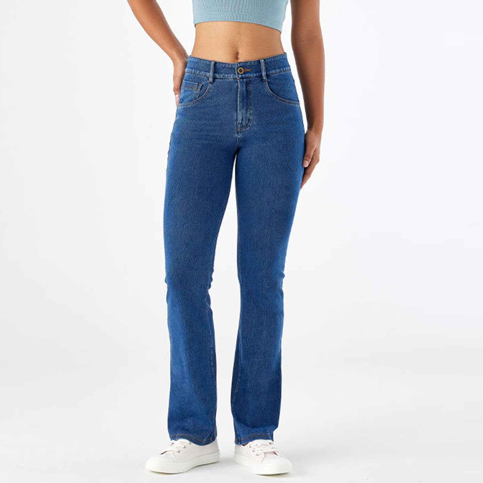 Pantalon en jean stretch pour femme - Pantalon de yoga doux et confortable - Coupe bootcut - Taille haute - Contrôle du ventre - Coupe ajustée - Jeggings baggy
