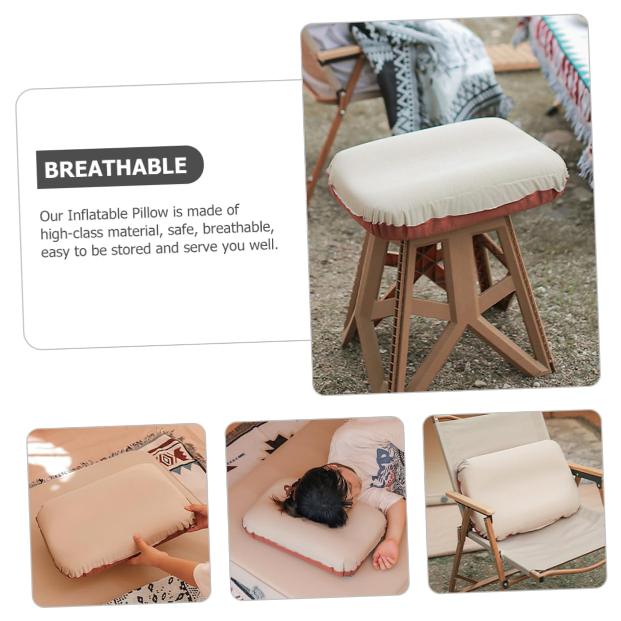 TOYANDONA Cuscino Gonfiabile Ergonomico Per Viaggio Cuscino Da Campeggio Portatile e Facile Da Usare Per Uso Domestico Aperto