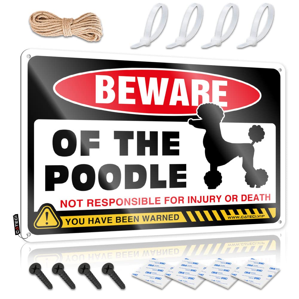 Vintage Metal Signs Funny Beware Of Poodle Tin Sign Backyard Bar Sign Funny Camping Signs(30X40CM)