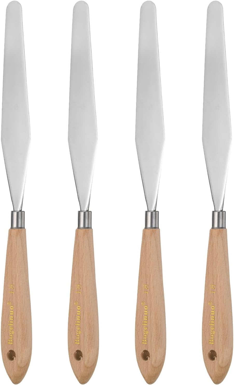 HARFINGTON 4pcs 18# Painting Palette Knife Pointy Stainless Steel Art Spatula Painting Pallet Knives Scrapers Tools with Plastic Handle for Acrylic Oil Canvas Mixing Spreading