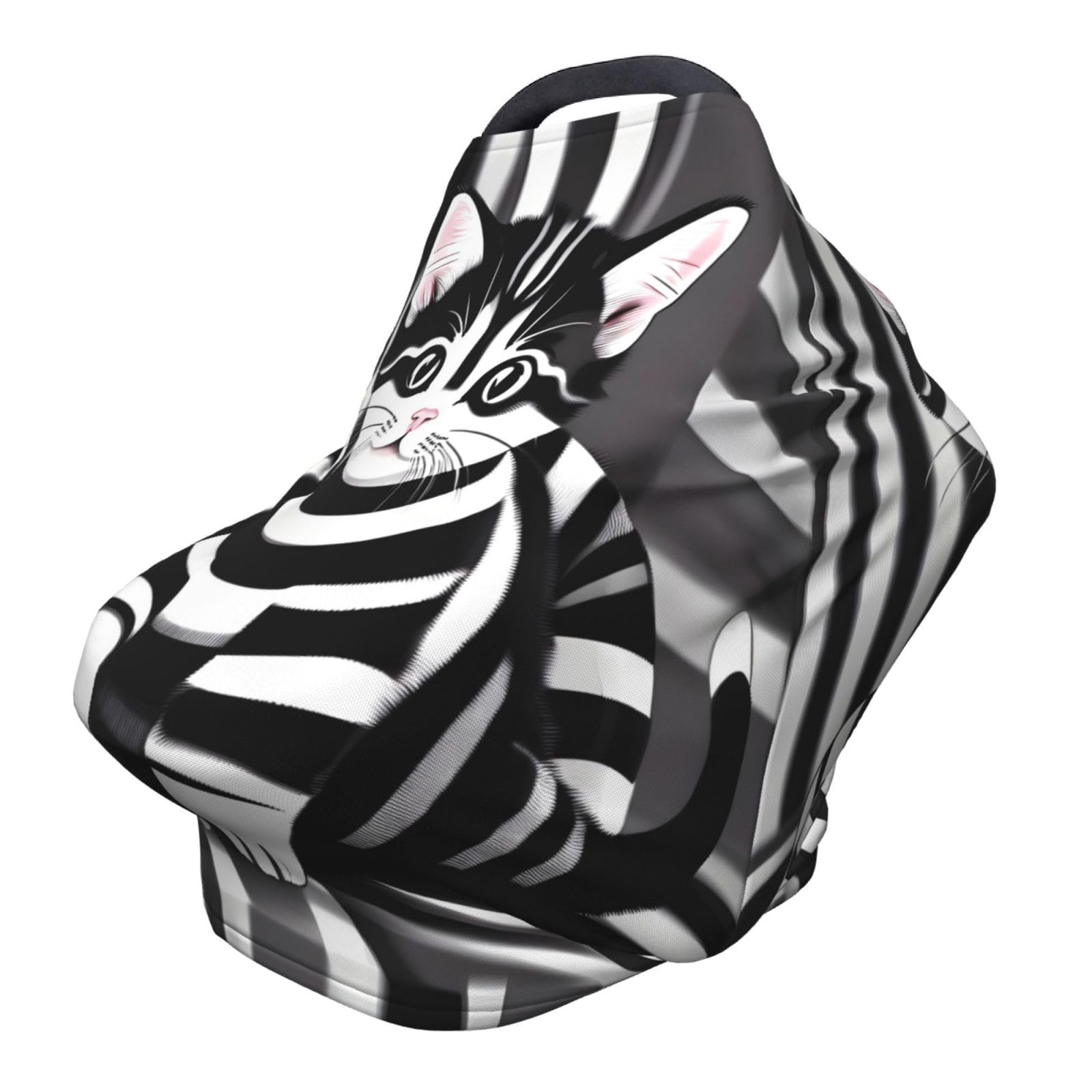 XZDHYZ Black and white striped kitten Versatile full-print Stroller Chair Cover/Nursing Cover, specially designed for your baby