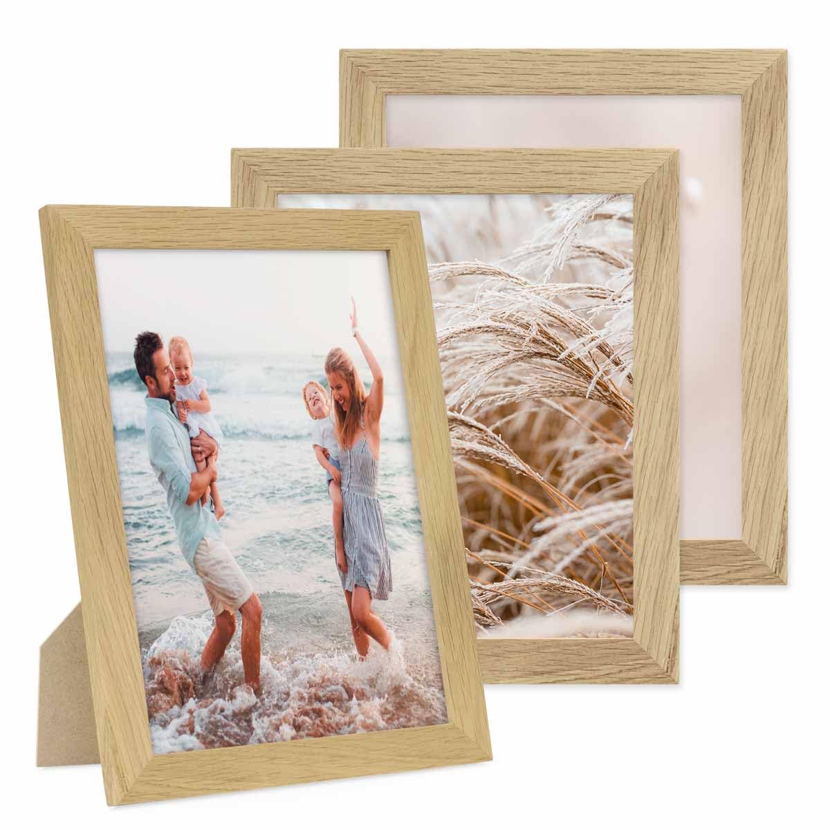 Set Di 3 Cornici In Legno Beige 20x25 Cm - Con Plexiglass - Perfette Per Foto, Stampe E Decorazione Parete - Eleganti E Versatili - 3