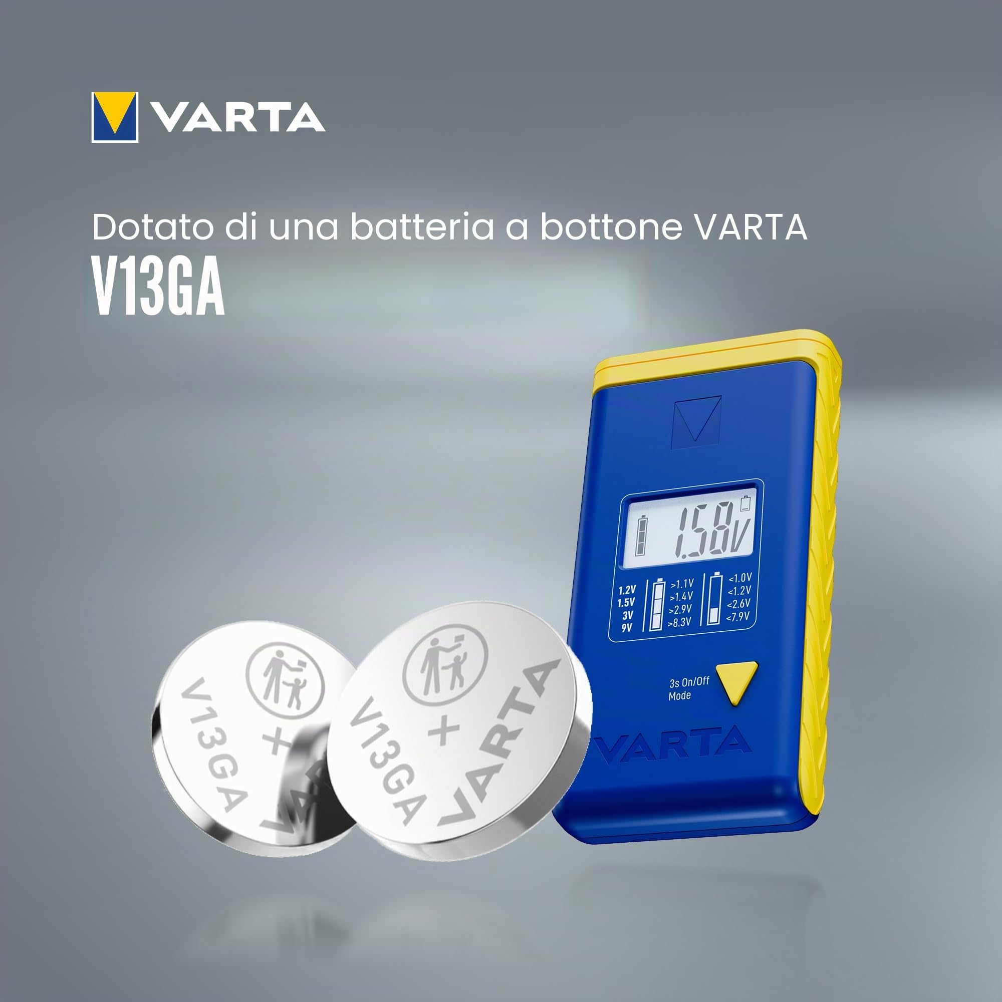 VARTA Tester Batterie LCD digitale per batterie AA AAA C D 9V LR44
