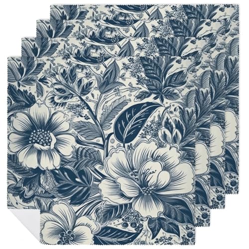 Servilletas de Tela Cuadradas Estilo Blanco Azul 4 Unidades miniatura 1