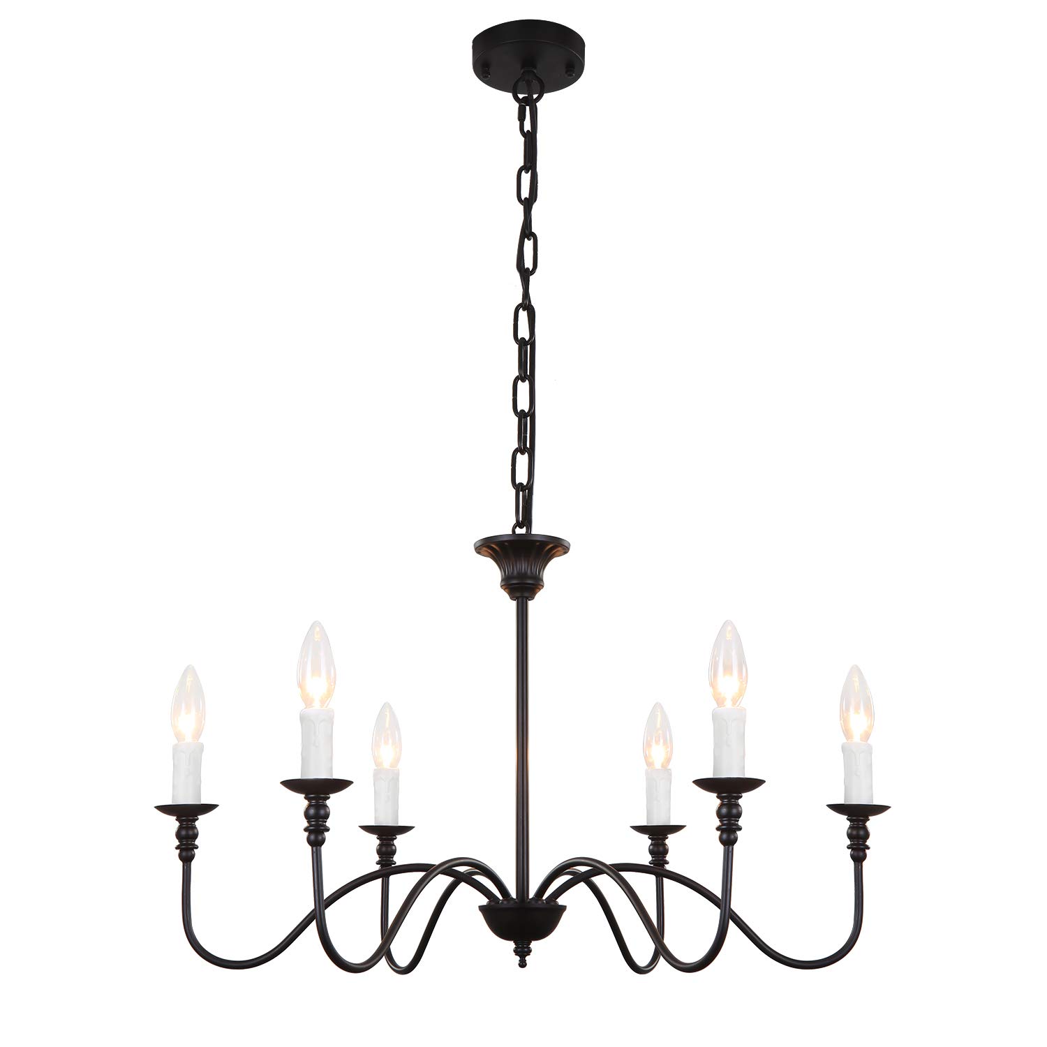 Buy Luupyia 6 Light Black Farmhouse Chandelier, Metal, Height