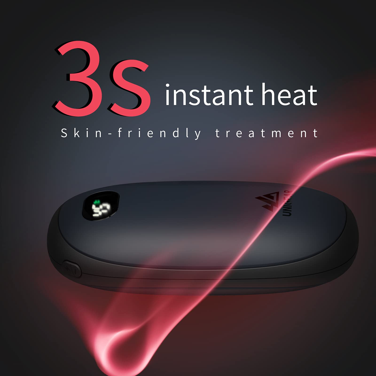 Unigear Scaldamani Ricaricabile, Riutilizzabile Scaldamani Elettrico Portatile 5200mAh USB con Multi Livello di Riscaldamento da 35-55°C e Schermo Digitale, Ottimo per Raynauds, Outdoor, Campeggio