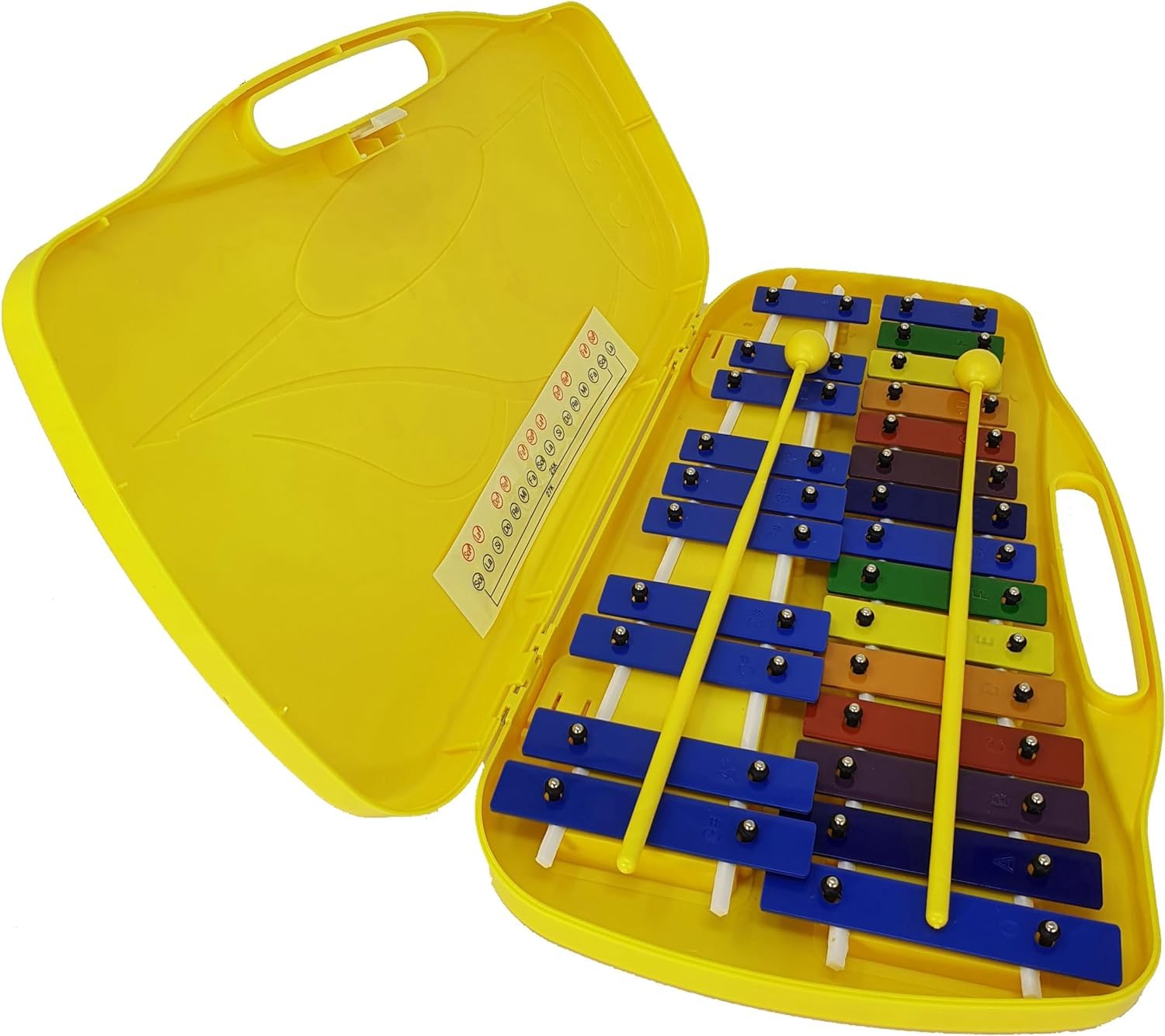 ROCKSTAR MUSIC - Pack de Xilófono AX25N3 y Armónica L418 Instrumento Musical, Metalófono, Carrillón, Glockenspiel 25 Notas Metálicas Mazas y Estuche