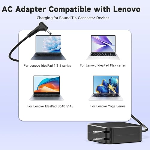 Miniatura 3 de Cargador para portátil de 65 W y 45 W, compatible con Lenovo IdeaPad 1 3 5 Flex 4 5 6 14 15 1470 1480 IdeaPad S340 S145 330 320 310 110 110S 510 520