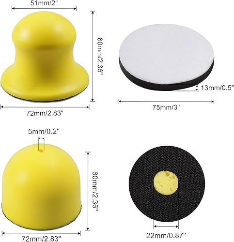 Miniatura 6 de SPEEDWOX Paquete de 3 bloques de lijado de mano de 1 pulgada, mini almohadilla de lijado de gancho y bucle, placa de respaldo de gancho para