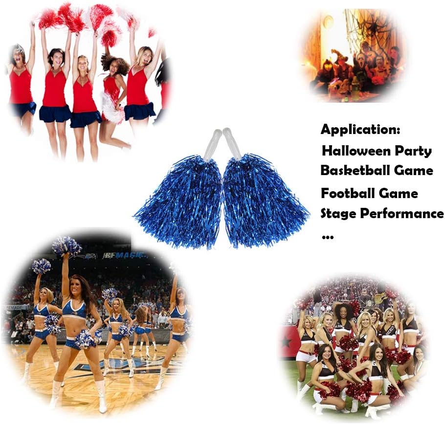 Hooshing 12 Pcs Cheerleading Pom Poms Metallic Foil Royal Blue with Plastic Handles for Team Sports : Sports & Outdoors