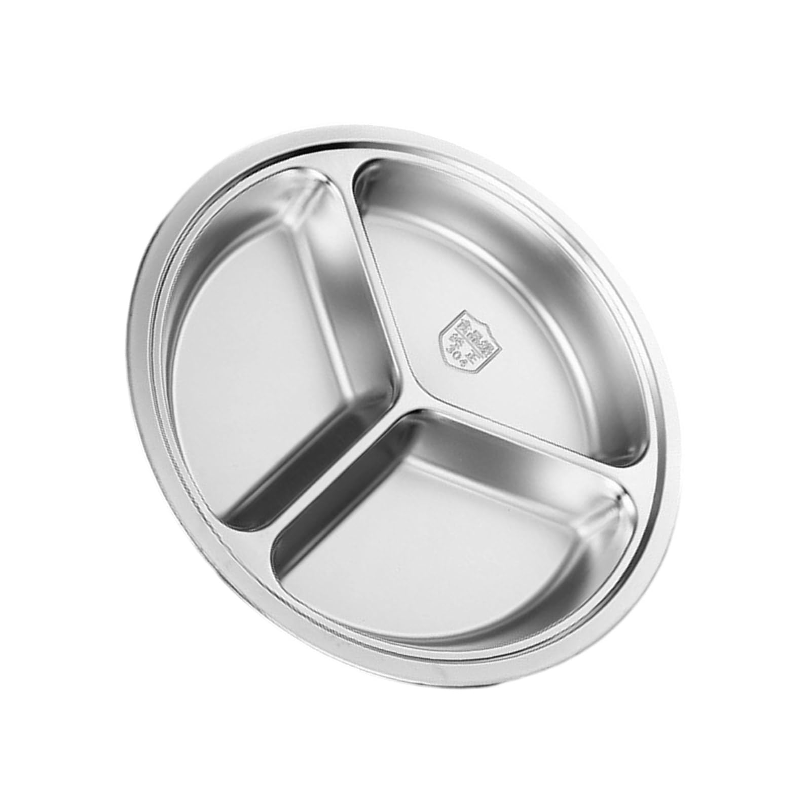 Carotoe Three Grids Stainless Steel Round Plate With 28Cm Diameter Food Partition Serving For Kitchen Microwave Use Stainless Steel Kitchen
