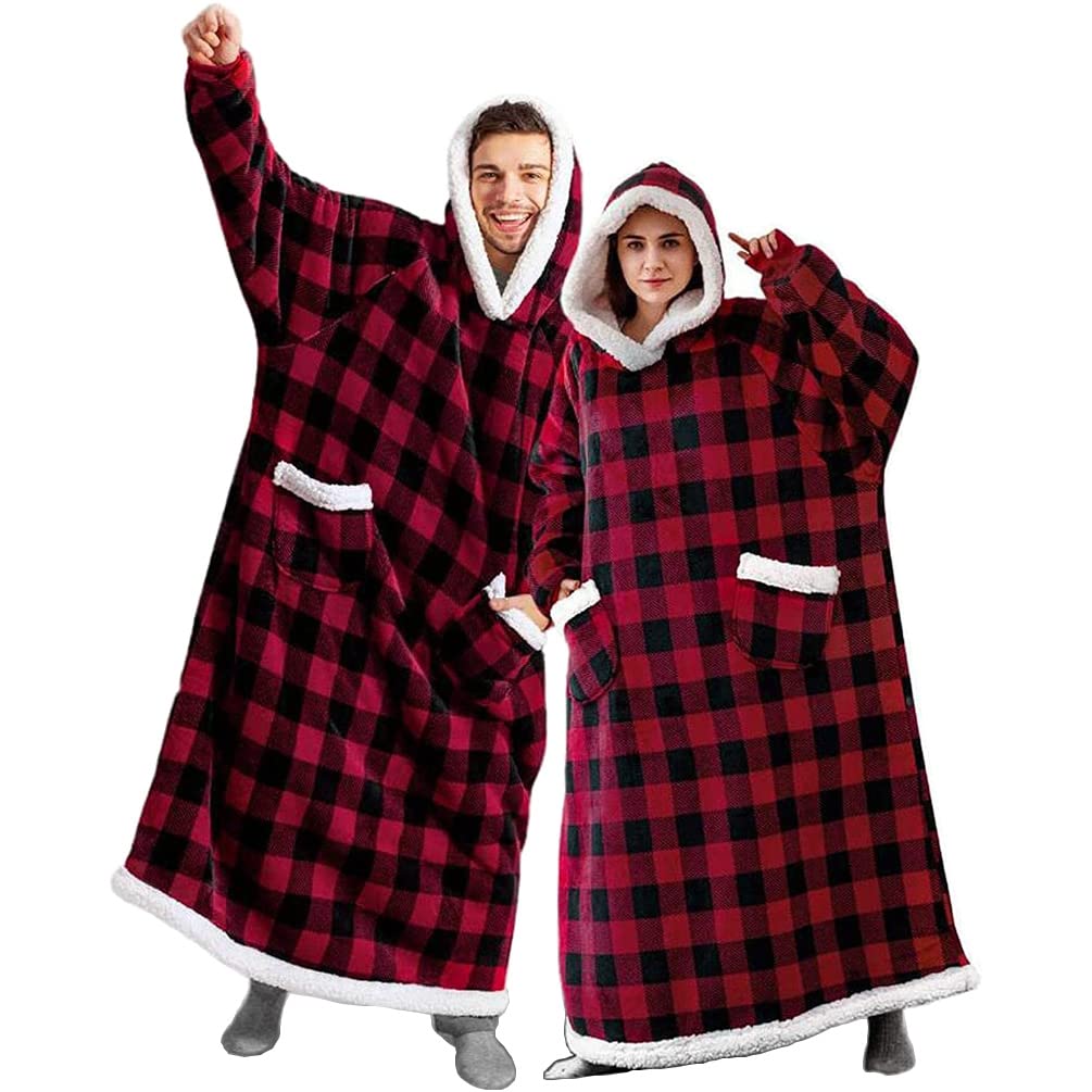 YOULIKE Extra Long Hoodie Blanket for Men Women - Oversized Sweatshirt Fluffy Wearable Snuggle Hooded - Super Soft Giant Fleece Sherpa Blanket Hoodie Sweatshirt