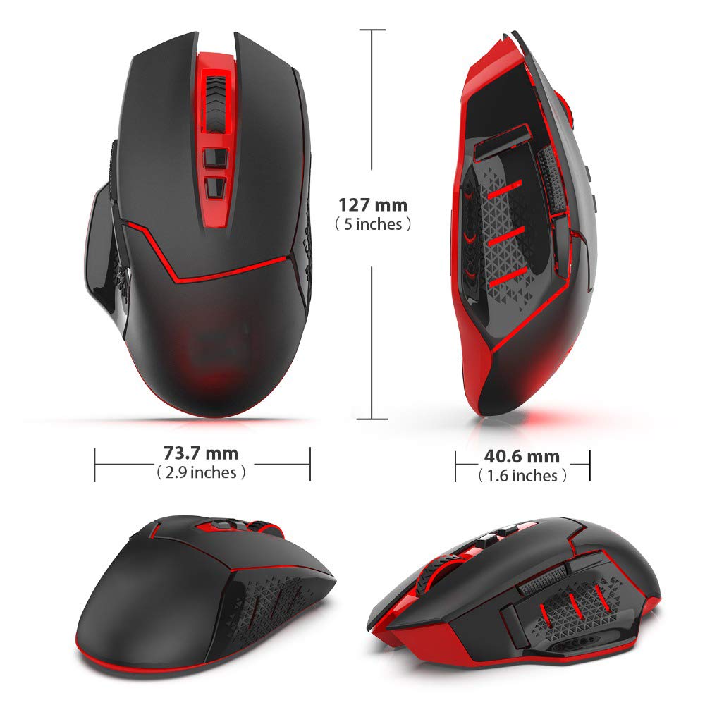 Yanghao Wireless Gaming Mouse RGB, 2400 DPI e 8 Pulsanti programmabili, ergonomico ad Alta precisione Gaming Mouse usati per i Giochi e L'Ufficio