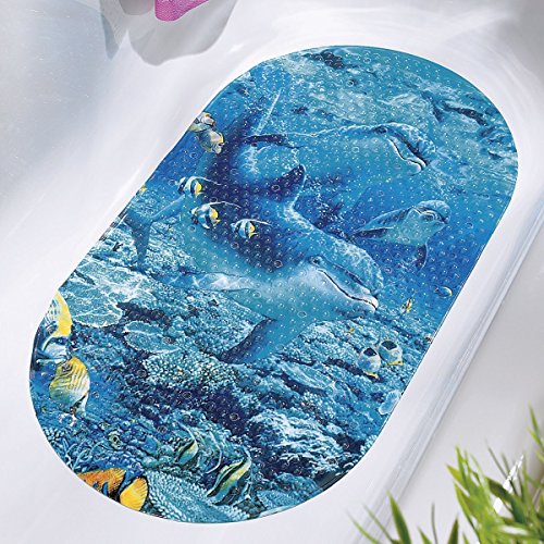 Papillon 69 x 39 cm Safety Bath Dolphins Mat, Blue