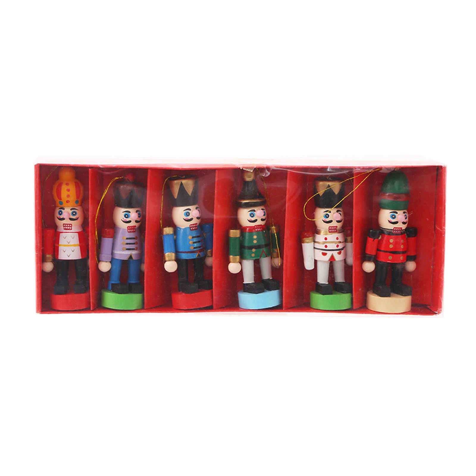 Hsioluted 6PCS Christmas Nutcrackers Figures Decorations Delicate Christmas Nutcrackers Dolls Figures Festival Decorations Ornaments Wood