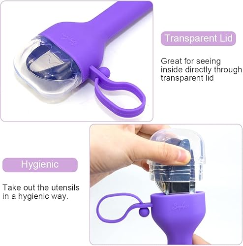 Miniatura 9 de Sophico Juego de utensilios de viaje para acampar y niños, tenedor y cuchara de acero inoxidable, juegos de cubiertos con funda de silicona,