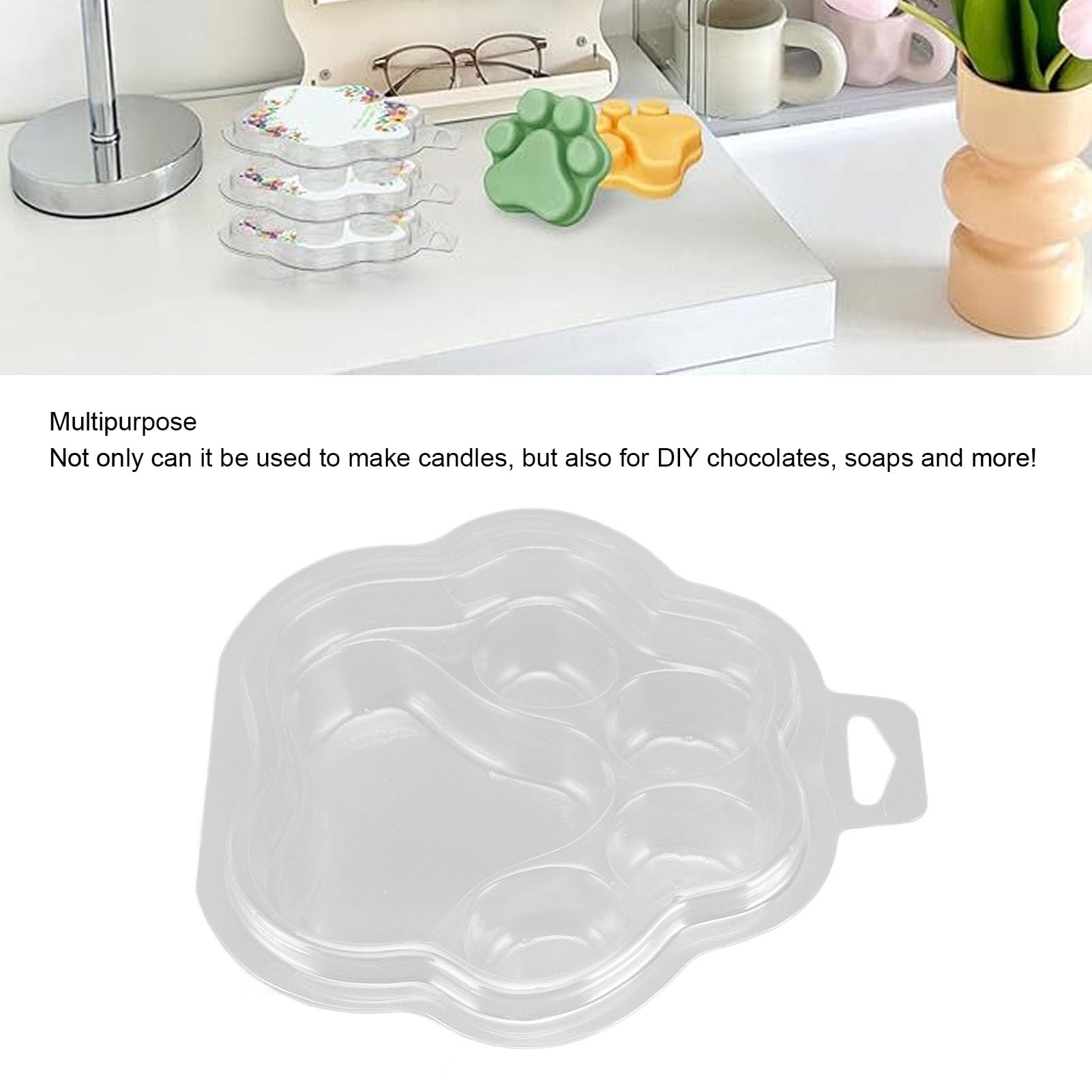 Kuuleyn Wax Melts f25PCS Cat Claw Wax Melt Container PET Clear Empty Wax Melting Tray for DIY Chocolates Wickless Candles Soap Making