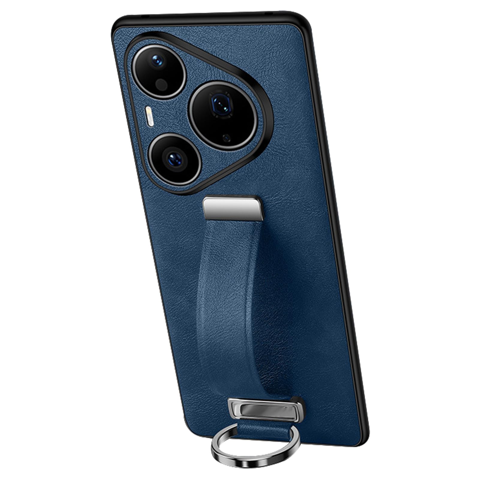 Etui biznesowe do Huawei Pura 90/90 Pro/90 Pro Max, pasek na nadgarstek z pierścieniem skórzana osłona ochrona aparatu minimalistyczna ultracienka obudowa, 90pro, niebieskie