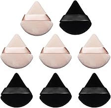 Makeup Puffs, 8 Pieces Triangle Powder Puffs, Reusable Triangle Powder Puffs, for Women Girls (4 Skin Colour + 4 Black)
