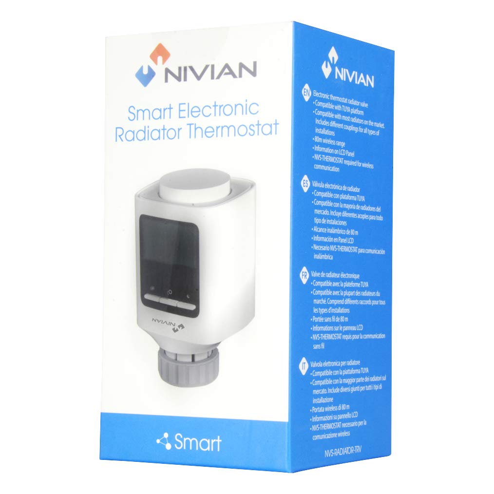 Valvola termostatica intelligente Nivian Wifi per radiatore- Funziona solo con termostato Nivian .Compatibile con Amazon Alexa e Google Home- Controllo remoto APP Tuya