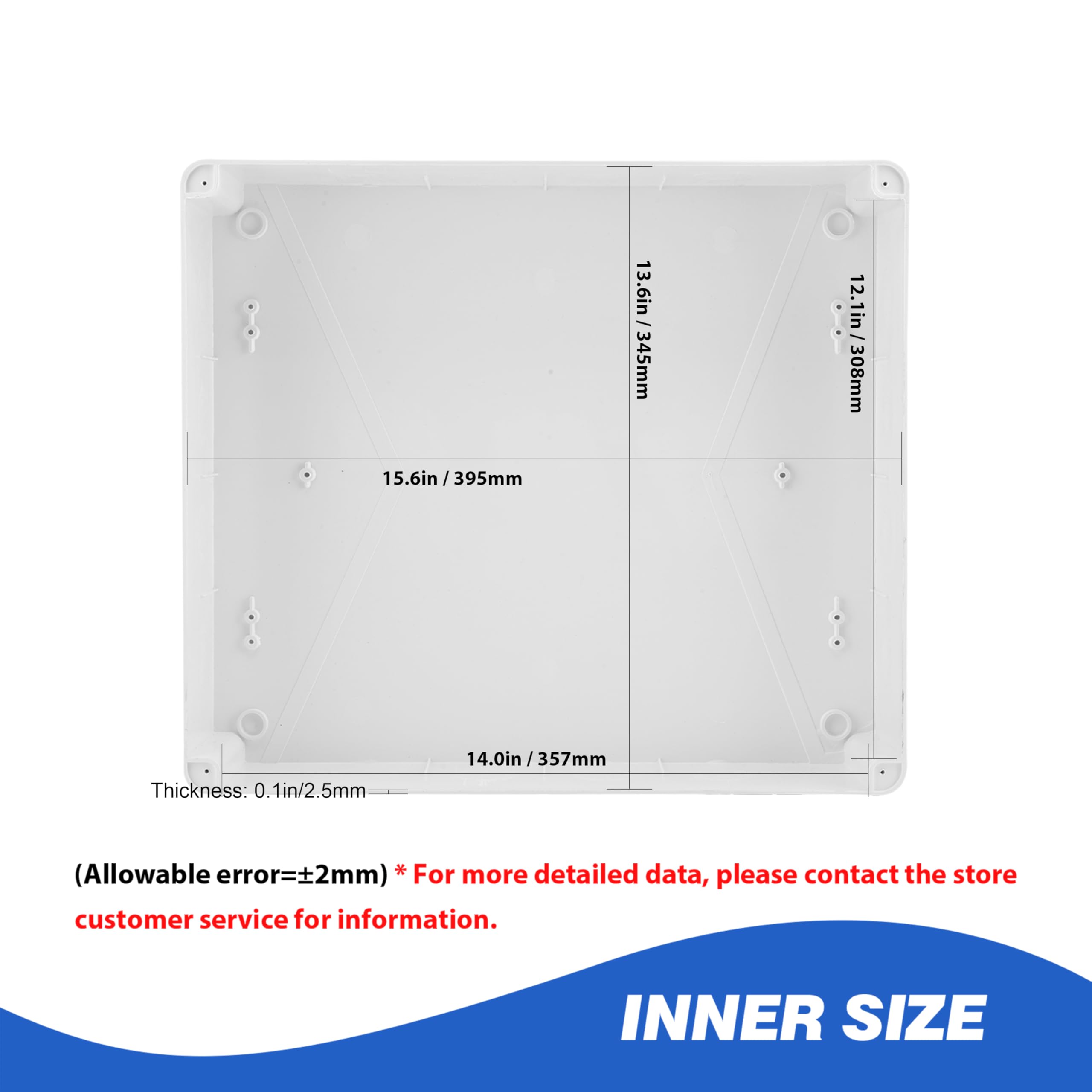 Wasserdichte elektrische Anschlussdose (400 x 35 x 11,9 cm) mit 12 reservierten Löchern für Elektronik, robuster ABS-Kunststoff, IP65, staubdicht, Projektgehäuse, Weiß, (400 x 350 x 120 mm)