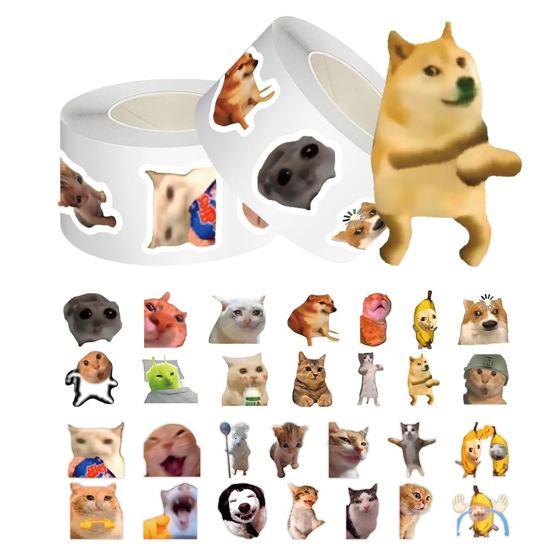 2 Rotolo Di 1000 Pezzi Adesivi Gatti Sticker Gatti Stickers Gatti Adesivi Divertenti A Forma Di Gatto Impermeabili Per Amanti Dei Gatti Bottiglia D'Acqua Album Di Ritagli Telefono (A)