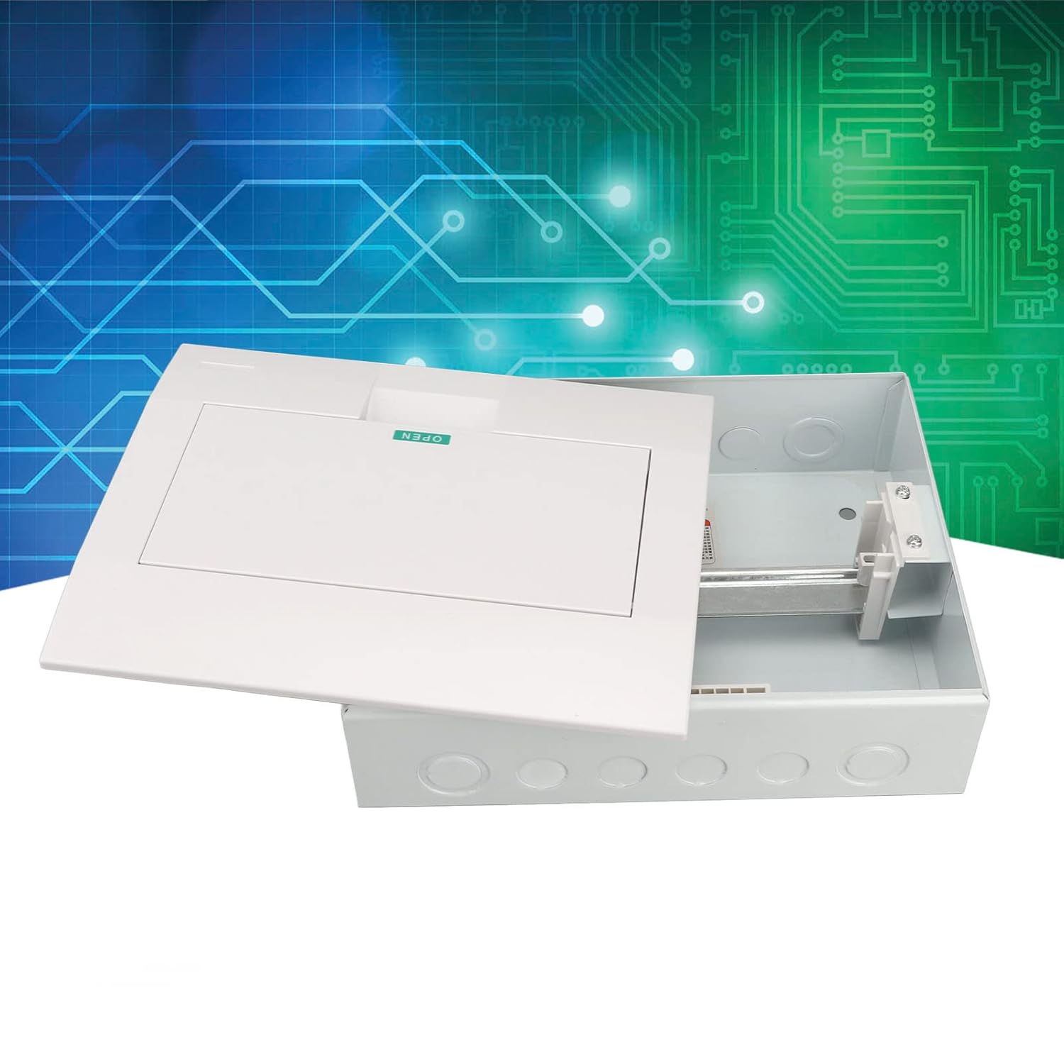 12-Circuit Stainless Steel Electrical Panel Enclosure with DIN Rail for Indoor Outdoor UseWaterproof PC Cover, Compact 11.8 x 9.1 x 3.1 Inches Distribution Box