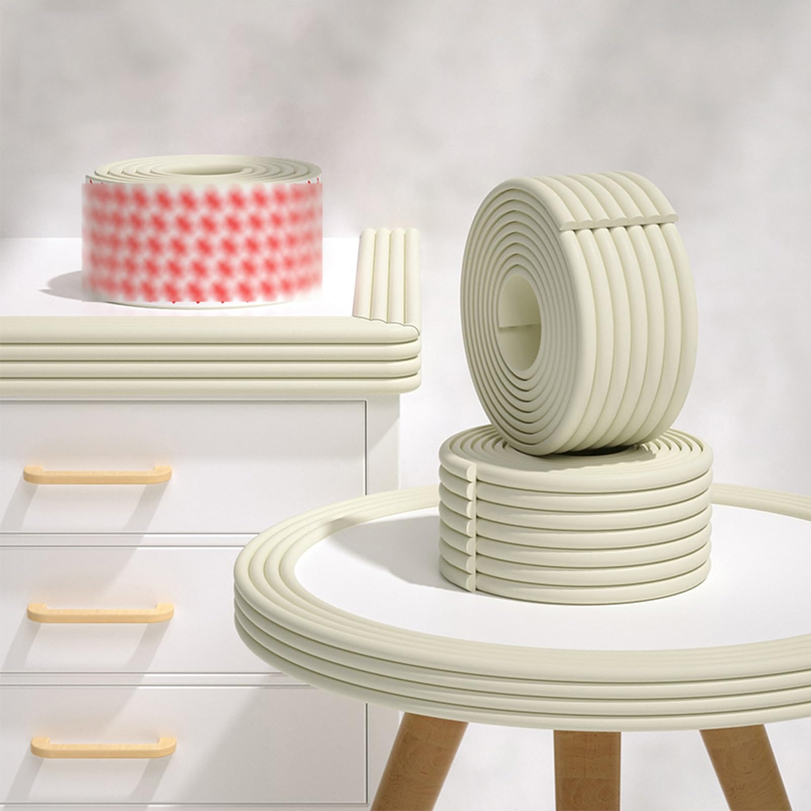 Protección extra ancha para parachoques de bebé, protectores de esquina de 3.15 pulgadas, 6.56 pies, parachoques de seguridad de espuma suave para bordes de mesa y esquinas afiladas, color blanco